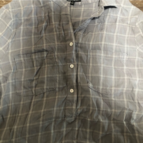 Dear John Light Blue/Gray Plaid Button Down Tunic Shirt - 100% Lyocell - Size S - Picture 4 of 6
